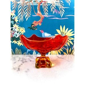 Viking Amberina Compote. Mid Century Modern.